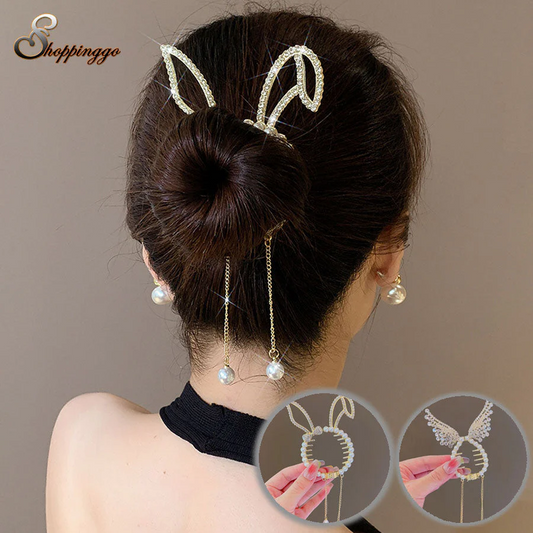 (HANE)ヘアクリップ ゆらゆらチェーン付き 髪留め 髪飾り 扇子 ヘアアクセサリー オシャレ上品 パーティー飾り