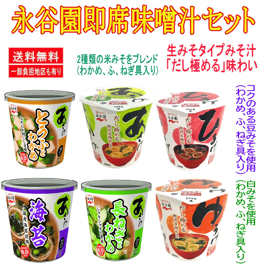 インスタントカップ味噌汁 即席みそ汁 生みそタイプ 永谷園セット だし極める あさげ ひるげ ゆうげ とうふ 長ねぎ 海苔 24個
