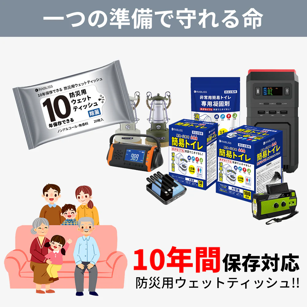 ★10年保存・セール中★【防災用ウェットティッシュ】＼20枚入り×5袋／3層構造 ウェットティッシュ 防災用品 防災用ウェットティッシュ 無香料 備蓄 10年保存 災害 水害 地震 アウトドア 防災グッズ 断水時 男女兼用 便利グッズ 災害 水害 地震