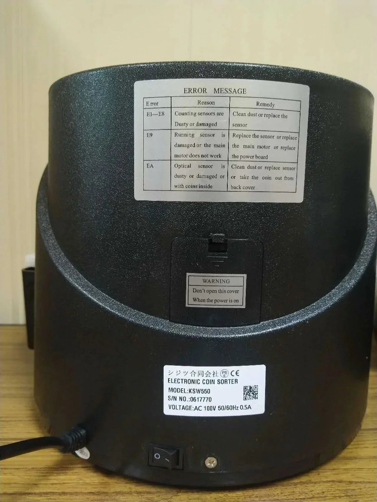高速コインカウンター 黒 コインソーター 硬貨カウンター 硬貨計数機 コイン計数機 マネーカウンター 日本硬貨選別計数機 日本語 異物検出 日本語説明書 PSE認証
