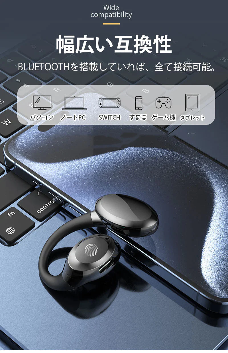 ワイヤレスイヤホン Bluetooth 5.3 耳掛け式 片耳 超軽量ブルートゥースヘッドホン ヘッドセット HIFI高音質 ワンタッチ操作 低遅延 左右分離型 自動ペア s091A(ホワイト)