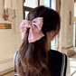 (ブラック)リボンヘアアクセサリー 髪飾り 大きい おしゃれ　キッズ　大人
