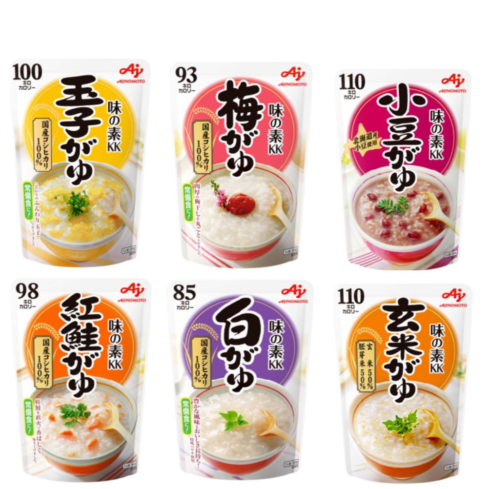 即食 時短食 レトルト  味の素 おかゆ 9食セット 白がゆ 梅がゆ 玉子がゆ 小豆がゆ 紅鮭がゆ 玄米がゆ 6種アソート