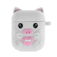 airpods1/2 ミント ピッグキャラクター 可愛い豚 エアーポッズ カバー シリコンエアポッツ 1/2 ケース かわいい キズ防止 耐衝撃 保護 紛失防止 4色カラビナ付き