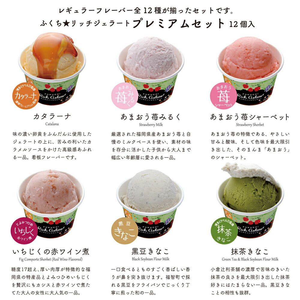 【3人シェア買いでお得】ふくち☆リッチジェラート プレミアムセット 12個入【お届け不可地域：北海道・沖縄】