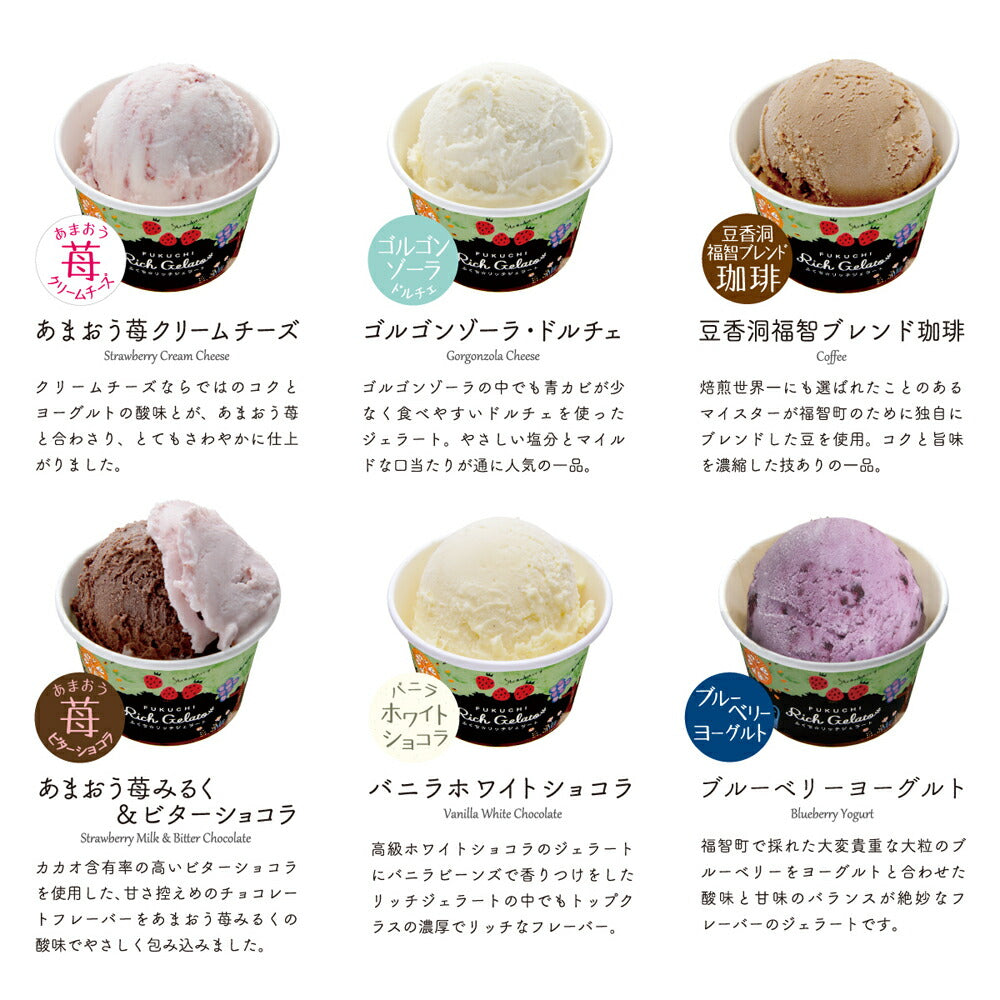 【3人シェア買いでお得】ふくち☆リッチジェラート プレミアムセット 12個入【お届け不可地域：北海道・沖縄】