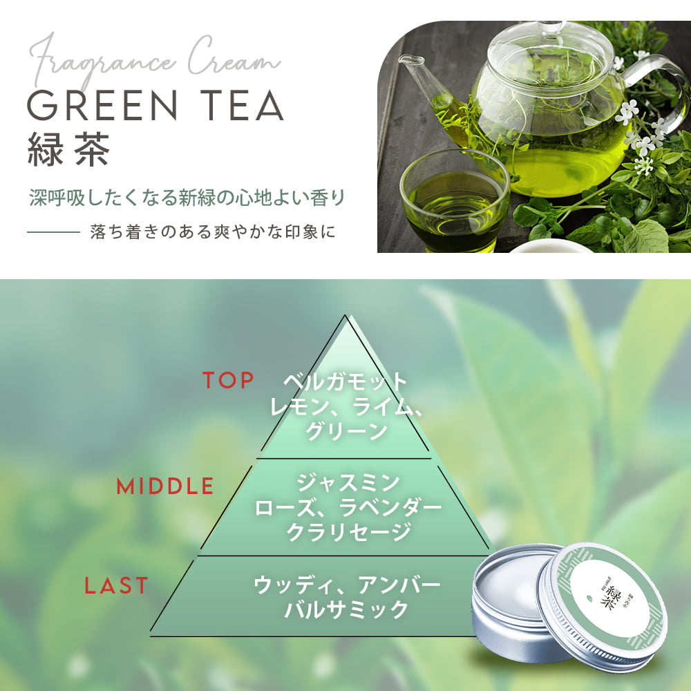 フレグランスクリーム 緑茶 35g 香水 練り香水 ハンドクリーム 練香水 ねり香水 レディース メンズ 兼用 送料無料 【ゲリラセール】