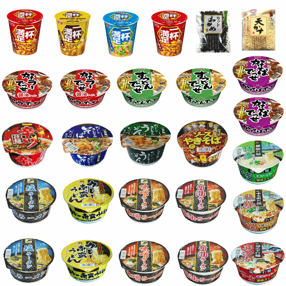 【カップ麺】【100組限定】 麺のスナオシ・明星食品コスパ重視の人気商品を厳選した25食 トッピングに天かすとカットわかめ付き 関東圏送料無料