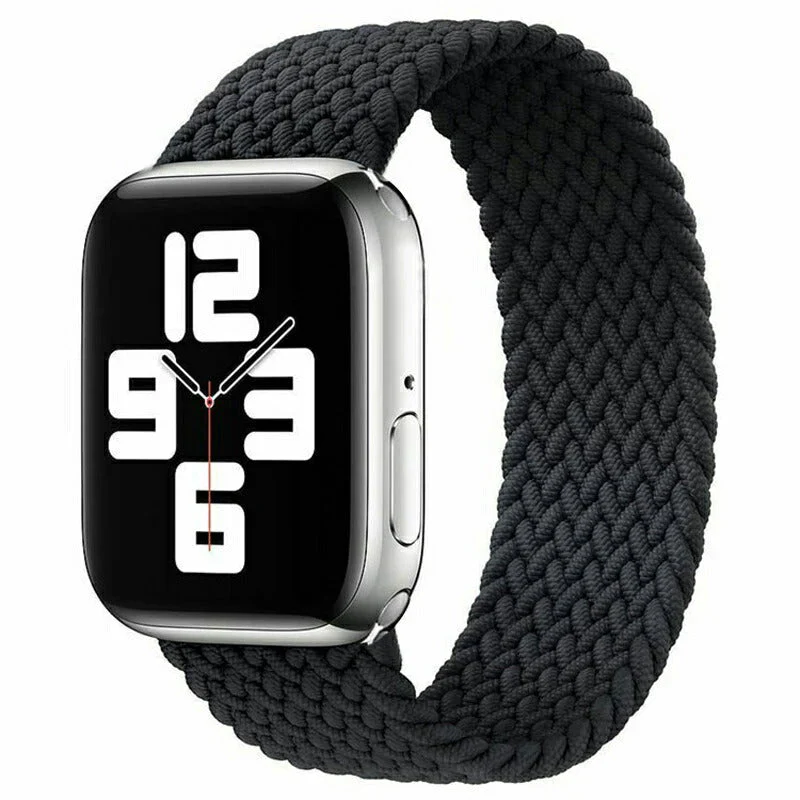 apple ブラック 42-45mm watch用ベルト 1本 弾力ナイロン 編み アップルウォッチバンド 伸縮 ループ スポーツ ビジネス 学生 iWatch おしゃれ 男女兼用series7 6 5 4 3 2 1 SE