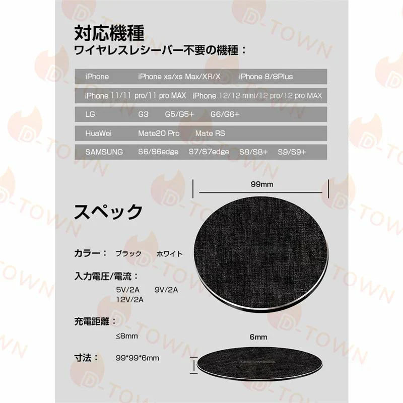 ワイヤレス 充電器 　多重安全保護機能搭載 発熱対策 急速 無線 充電 超薄型 軽量 多重保護 車載 ワイヤレスチャージャー スマホ充電器 置くだけ充電 w306B(グレー)