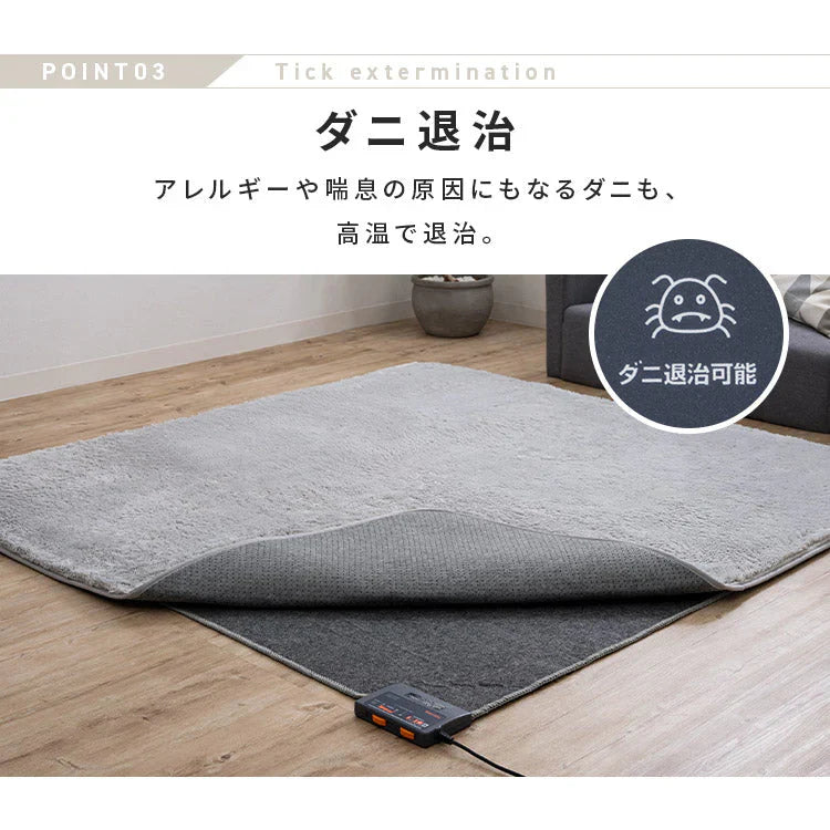 【カートアップNG】ホットカーペット 2畳 省エネ 本体 TEKNOS 電気カーペット コンパクト ホットマット 電気マット 省エネ 正方形 切り忘れ自動OFF ダニ退治機能付 簡単操作 温度調節 コンパクト収納 グレー