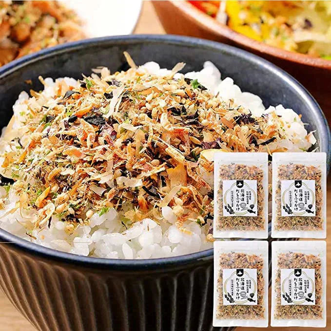 ふりかけ 無添加 送料無料 北海道 だしふりかけ 4袋セット 北海道産  ホタテ 昆布 秋鮭 ごはんのお供 お弁当 おかず おにぎりの具