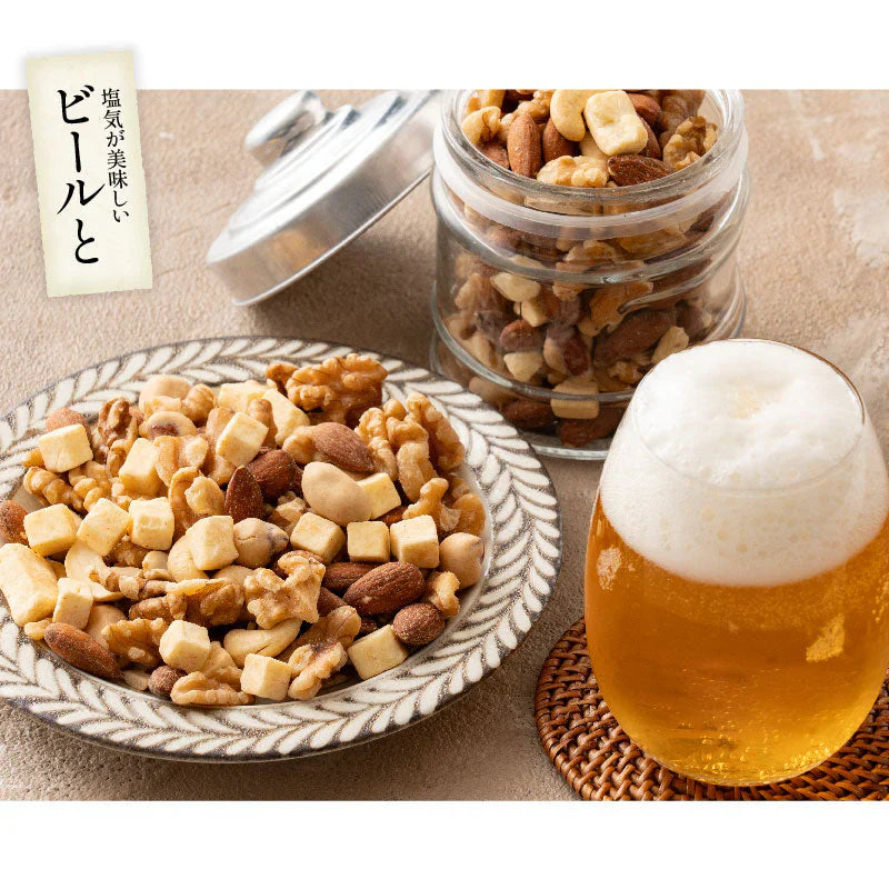 5種のおつまみ チーズナッツ 500g 無塩 ミックスナッツ アーモンド カシューナッツ くるみ ピーナッツ ダイスチーズ 食塩不使用 加工オイル不使用 ※ポスト投函商品の発送は1～2週間前後になります