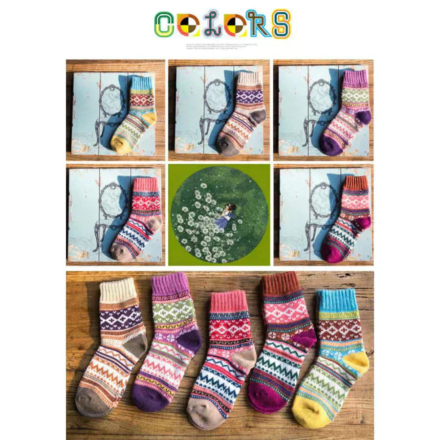 【各色一足ずつ】【予約商品・発送時期は商品説明に記載】レディース 靴下 暖かい かわいい ソックス 5足 セット 春 秋冬 柄 おしゃれ あったか インスタ映え 送料無料 ギフト プレゼント