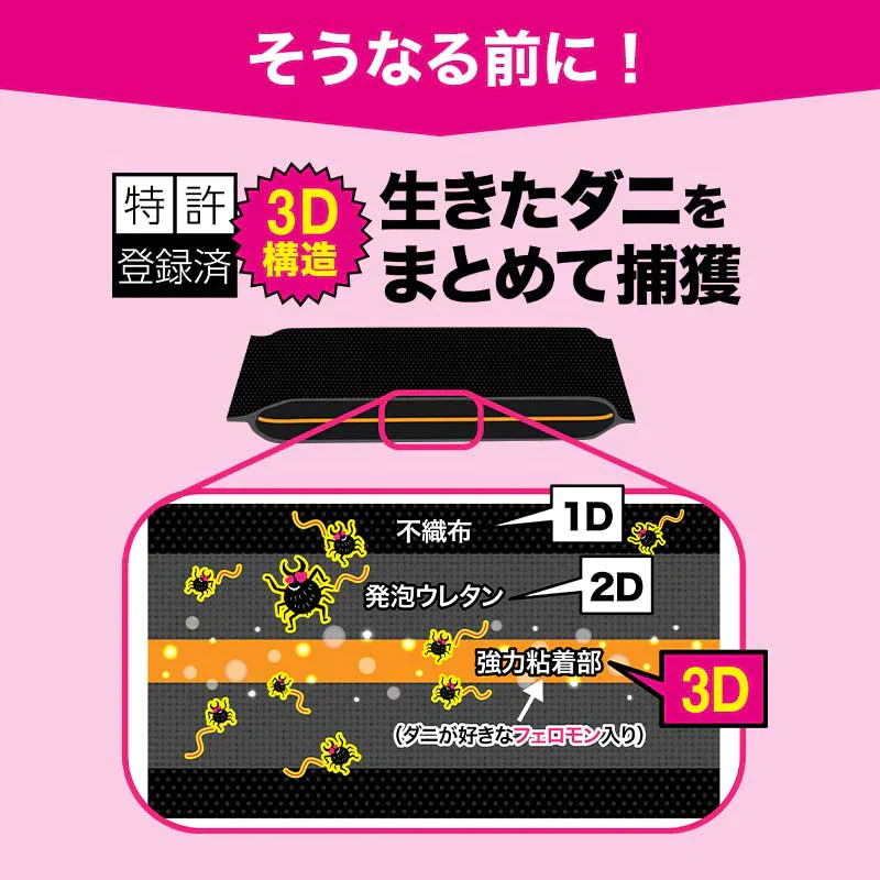さよならダニークローゼット用2個セット ダニ取りシート ダニ取り ダニ捕り ダニ捕獲シート ダニ退治 ダニ対策 ダニ駆除 ダニ除け ダニ