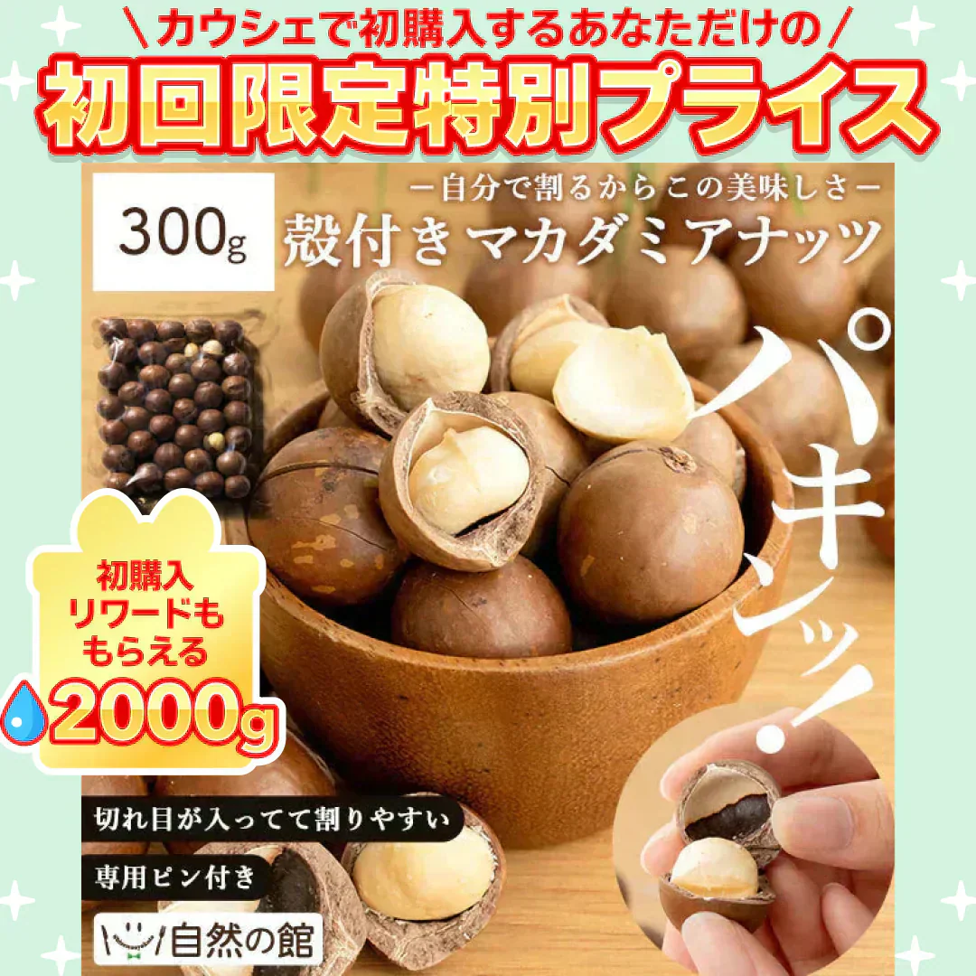 殻付きマカダミアナッツ 300g 送料無料【ご新規さん限定商品】
