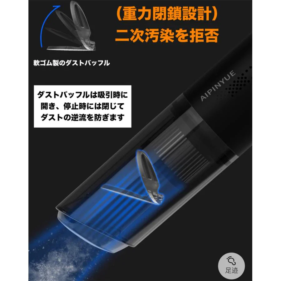 車載掃除機 家用掃除機 超軽量 PSE認証  分体回転 ロックデザイン 小型 ハンディ 充電式 USB急速充電 w065A(ホワイト)