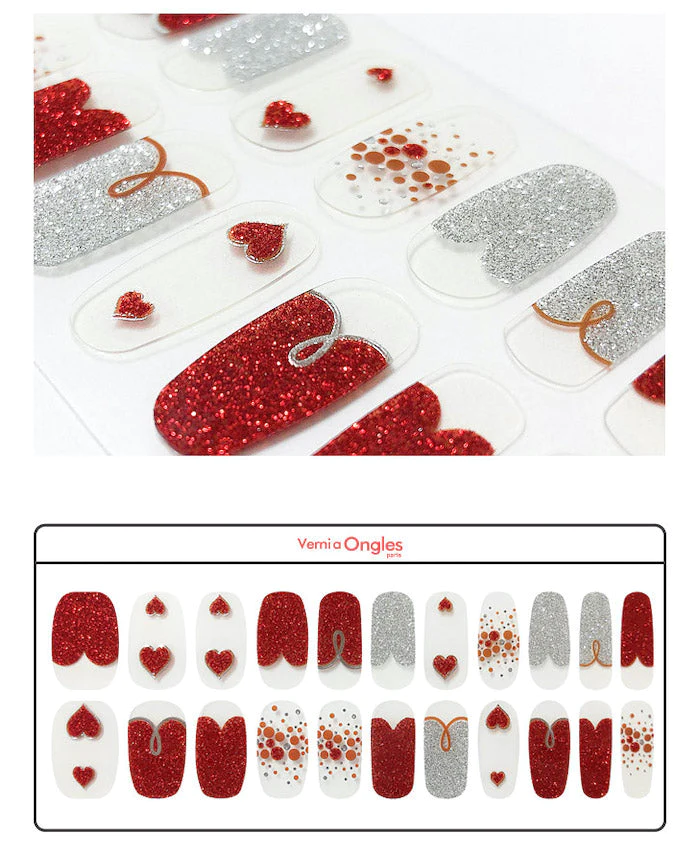 Verni a Ongles ヴェルニア オングルス  ジェルネイル ステッカー Red Heart French レッドハートフレンチ