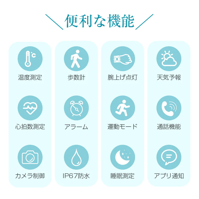 「ブルー」スマートウォッチ スマートブレスレット スポーツウォッチ Bluetooth通話機能 Phone/Android適用