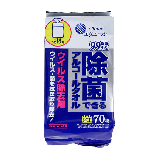 除菌ウェットティッシュ エリエール 除菌できるアルコールタオル ウイルス除去用 詰替用 70枚入りＸ6パック
