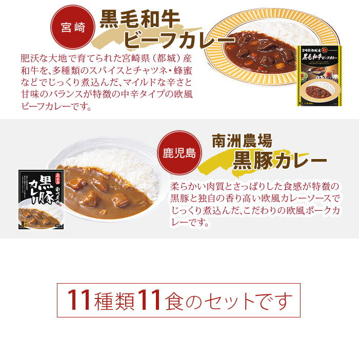 ご当地カレー 詰め合わせ 11種セット レトルトカレー カレーセット ビーフ 房総ポークカレー 黒毛和牛 りんごカレー