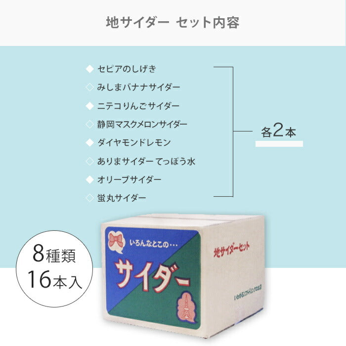 いろんなとこの地サイダー 果実ノカヲリ 8種 16本セット 炭酸飲料 瓶入りサイダー 日本各地