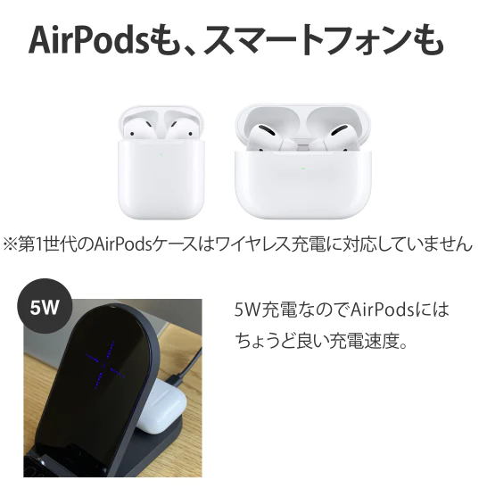 (ブラック)3in1 対応 急速 ワイヤレス充電器 折り畳み式 iPhone 充電器 Apple Watch 6 5 4 3 2 1 対応 AirPods iPhone13 iPhone12 Pro max 12 mini iPhone SE3 XR 11 8 Galaxy 充電器 Qi アップルウォッチ エアポッズ  最小  BAT174