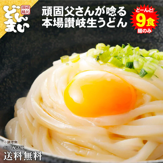 頑固父さんが唸る讃岐生うどん 【普通麺】 9食セット (麺300g×3袋 ) 送料無料 香川県 産地直送 お試し フード おすすめ グルメ食品 人気 ポスト投函 お取り寄せ おつまみ