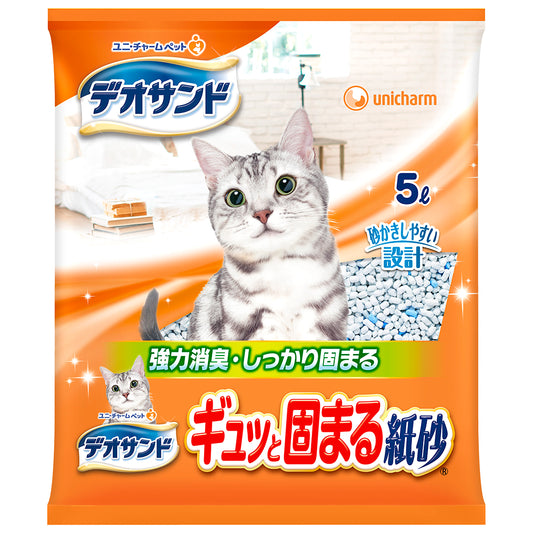 デオサンド　ギュッと固まる紙砂　5L　6袋　1箱ケース販売