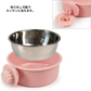 猫 犬餌入れ／グリーンピンク 【2個】 フードボール 食器 えさ入れ 水入れ 固定式