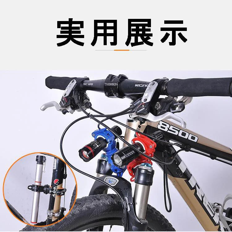 ライトホルダー 自転車 懐中電灯ホルダー ライトステー サイクルライト ライトブラケット ラバーバンド ラバーマウント ハンドル 固定 多機能 w190A(ブラック+オレンジ)