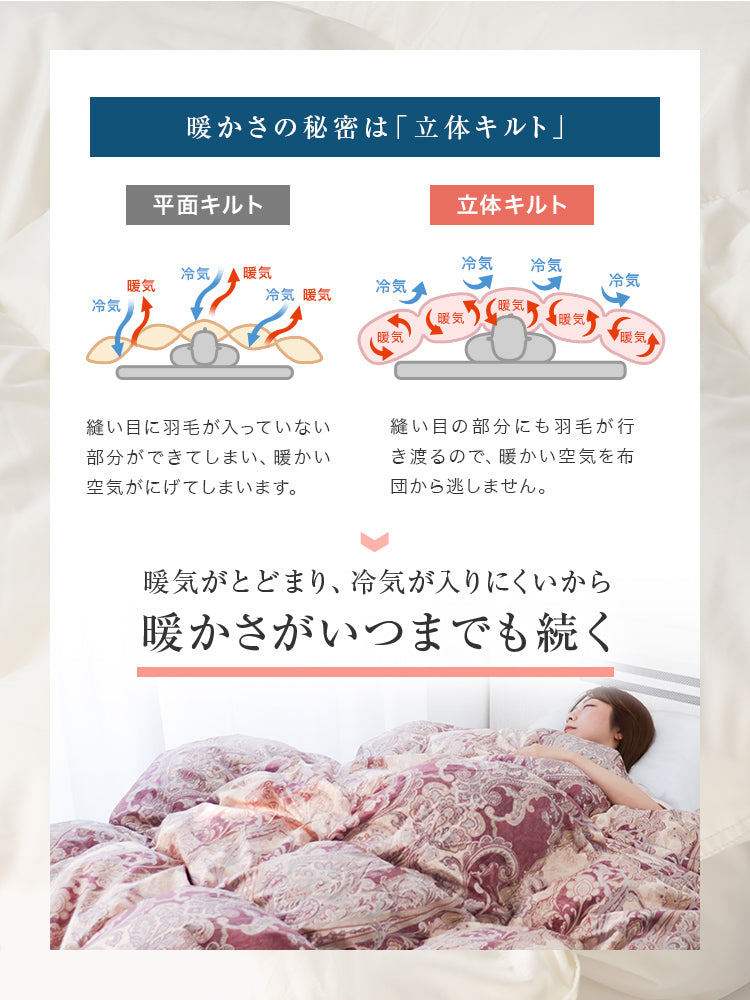 【シングル】【アイボリー】日本製 羽毛布団 暖か 30マス立体キルト ホワイトダックダウン 90％ 抗菌 消臭 350dp以上 羽毛 布団 掛け布団 軽い 暖かい 掛け布団 シングル セミダブル ダブル 掛布団 羽毛ふとん エクセルゴールドラベル
