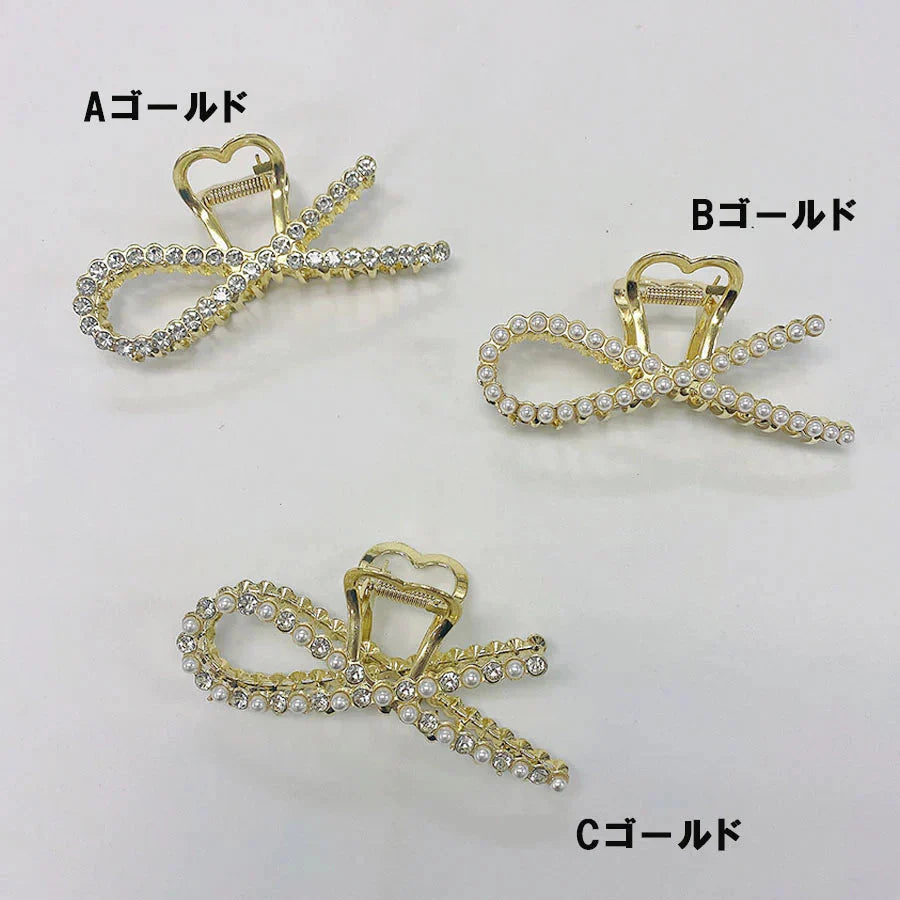 (Aタイプ)キラキラヘアピン　クリップ　花　パール付き　ヘア留め　ヘアアクセサリー　ヘア爪　クランプ　かわいい　オシャレ　髪飾り　大人　春　夏　秋
