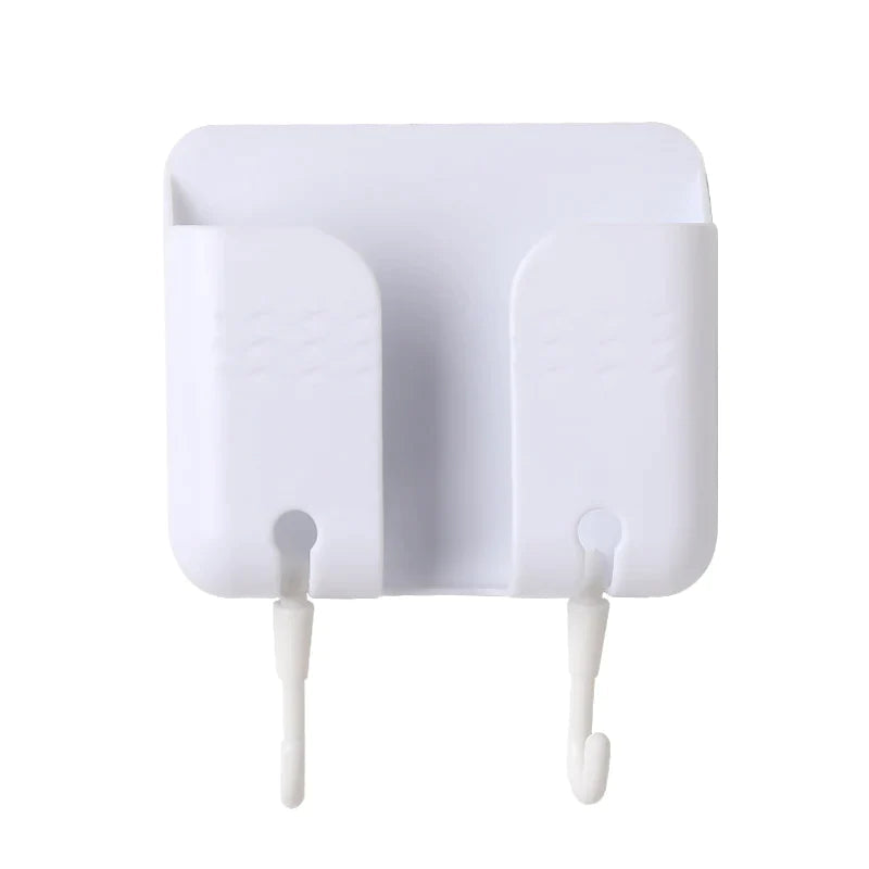 壁掛け 収納 スマホスタンド リモコンスタンド 黄色1個  携帯 ホルダー 充電コード穴あり フック付き テープ付 便利 小物入れ ラック 家具 インテリア おしゃれ