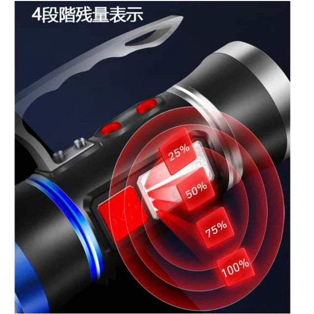 即納商品 ハンドライト 前照灯 車幅灯 集魚灯 投光器 LED USB 充電式 2モード切替 高輝度 1000LM 900M照射 大容量電池 軽量 小型 防水 w390