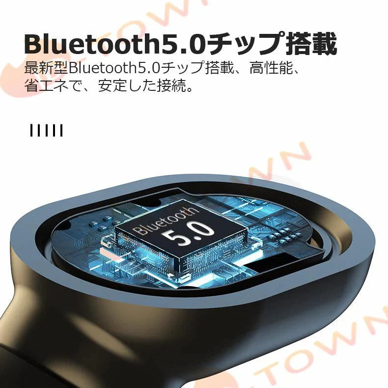 ブルートゥースイヤホン Bluetooth 5.0 ヘッドホン 両耳 高音質 タッチタイプ 完全ワイヤレス 耳掛け式 自動ペアリング IPX7防水 LED残電表示 s058A(ブラック)