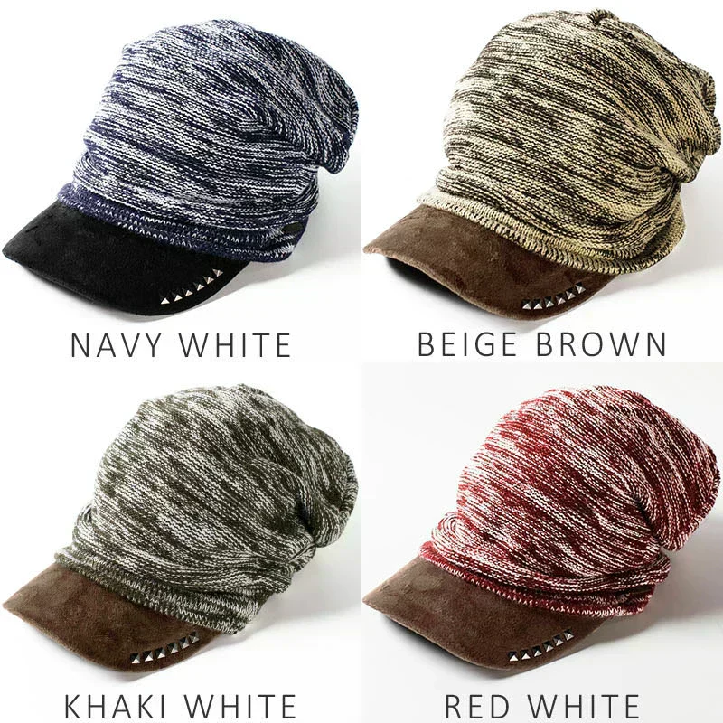 【ブラック】【商品名：アクセントニットキャスケット】