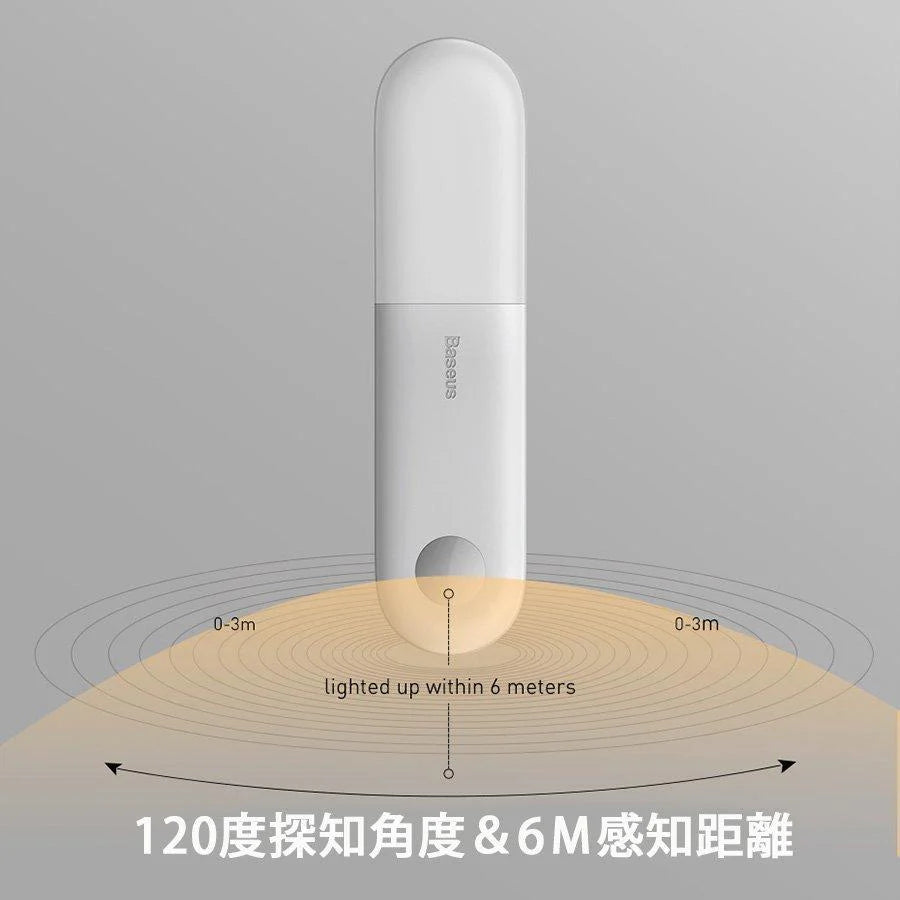 当日発送 LED人感センサーライト USB充電式 Baseus 調整可能 明暗センサー 省エネ 両面テープ 階段 台所の手元灯クロゼット 寝室 玄関 洗面所 車庫 物置 w011B(ライト: 電球色)