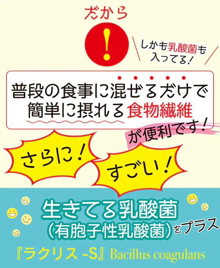 水溶性食物繊維＋生きてる乳酸菌パウダー500g／女王様のおすすめ！すごい食物せんい／芽胞乳酸菌までとれちゃいます。ぷるるん姫