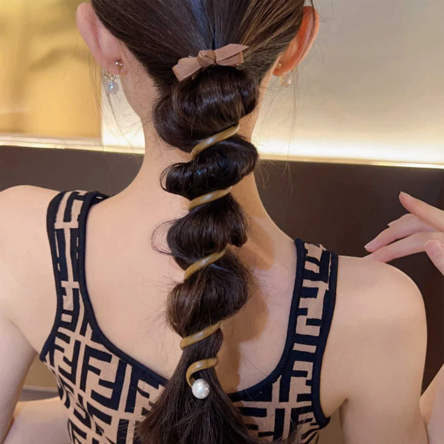 (ピンク)プリングヘアゴム くるくる ヘアアクセサリー ハート オシャレ 髪飾り ヘアゴム コイルポニー ワイヤーポニー まとめ髪