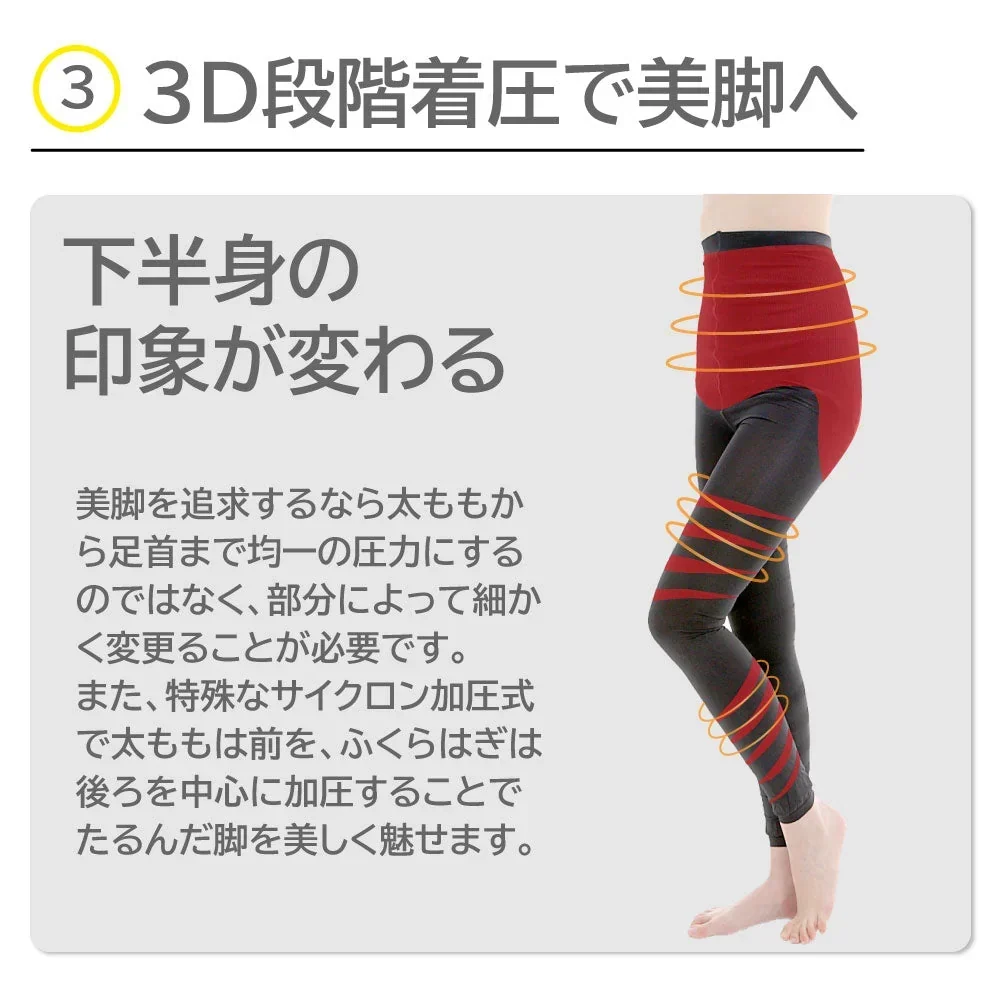 3D着圧レギンス スパッツ 段階着圧 サイクロン加圧式 オールインワン 補正 レディース※こちらはMサイズです。
