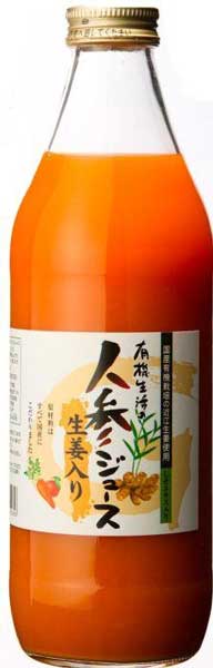 イー・有機生活 人参ジュース 生姜入り 1L 瓶 6本入 野菜ジュース にんじん ショウガ