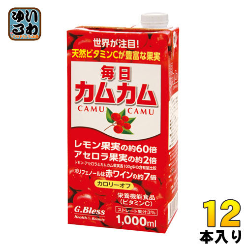 ジーブレス 毎日カムカム 1000ml 紙パック 12本 (6本入×2 まとめ買い) 〔果汁飲料〕