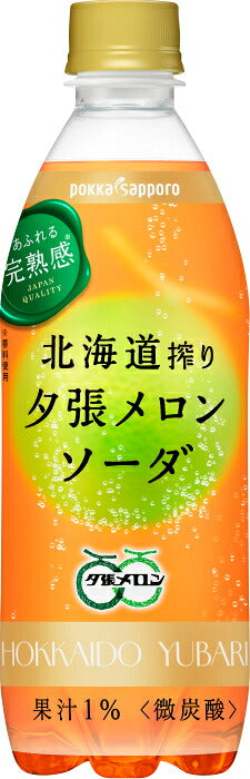 ポッカサッポロ 北海道搾り 夕張メロンソーダ 500ml ペットボトル 48本 (24本入×2 まとめ買い) 炭酸飲料 北海道 メロンソーダ
