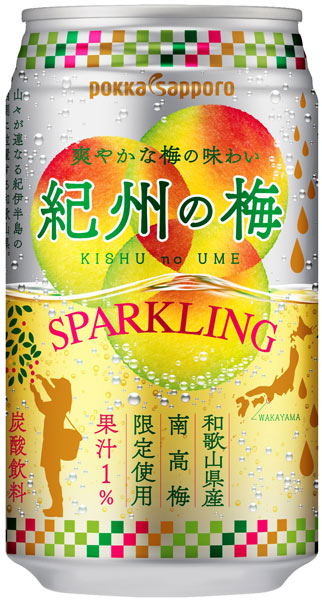 ポッカサッポロ 紀州の梅スパークリング 350ml 缶 24本入 〔炭酸飲料〕