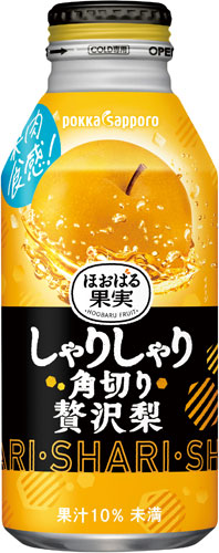 ポッカサッポロ ほおばる果実 しゃりしゃり角切り贅沢梨 400g ボトル缶 24本入