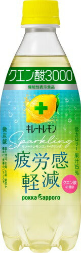 ポッカサッポロ キレートレモン スパークリング クエン酸3000 500ml ペットボトル 24本入 機能性表示食品 炭酸飲料 微炭酸 疲労感軽減