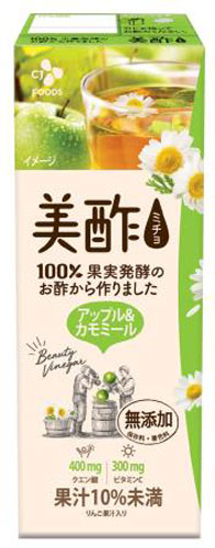 CJジャパン プティチェル 美酢 ミチョ アップル&カモミール 200ml 紙パック 96本 (24本入×4 まとめ買い)