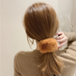 (グレー)モコモコ ヘアアクセサリー ヘアワイヤーポニー ヘアブレスレット 冬 オシャレ ふわもこ かわいい