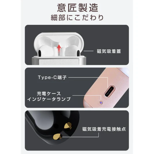 【ブラック】ワイヤレスヘッドセット 完全ワイヤレス イヤホン ブルートゥース Bluetooth5.1 両耳通話可 ノイズキャンセル 高音質 重低音 ステレオサウンド タッチ操作